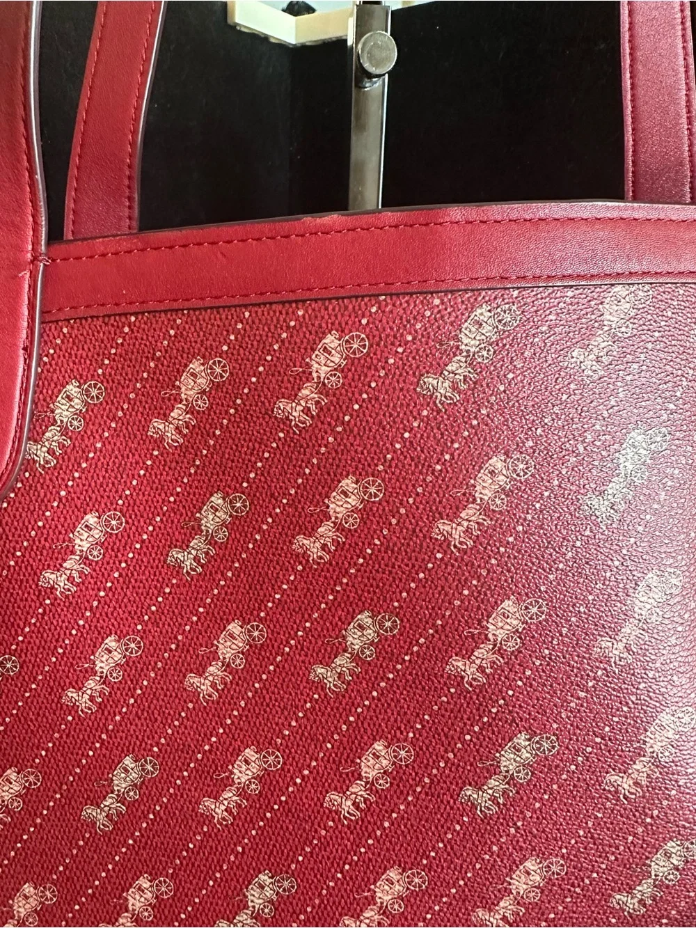 Coach #190  Tote 27 with Horse and Carriage Dot Print
